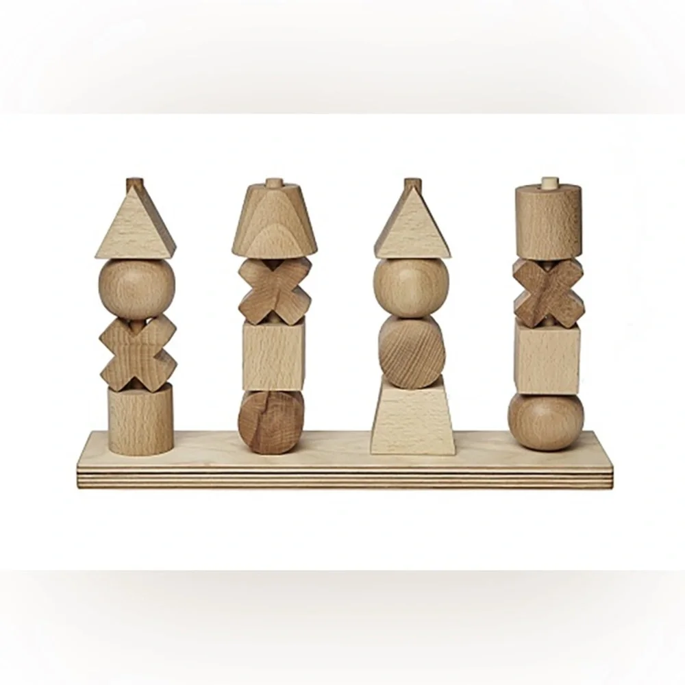 New🌟Anthropologie-Natural Colored XL Wood Stacking Toy